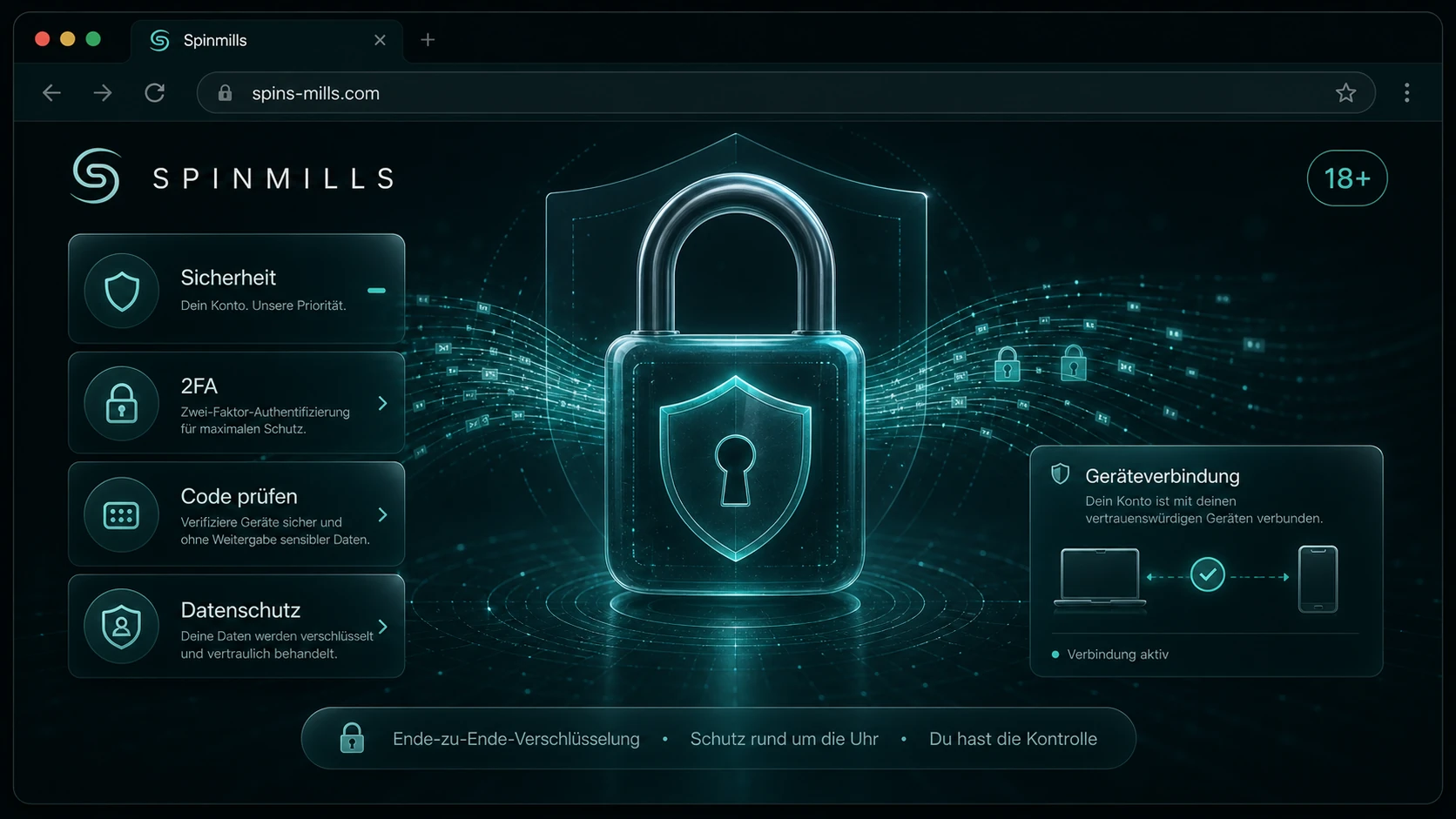 Sicherheit beim Spinmills Login
